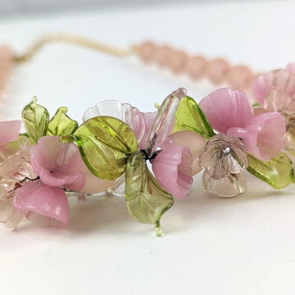 Vintage 50s Italian Floral Cluster Art Glass Necklace - Picture 6 of 6